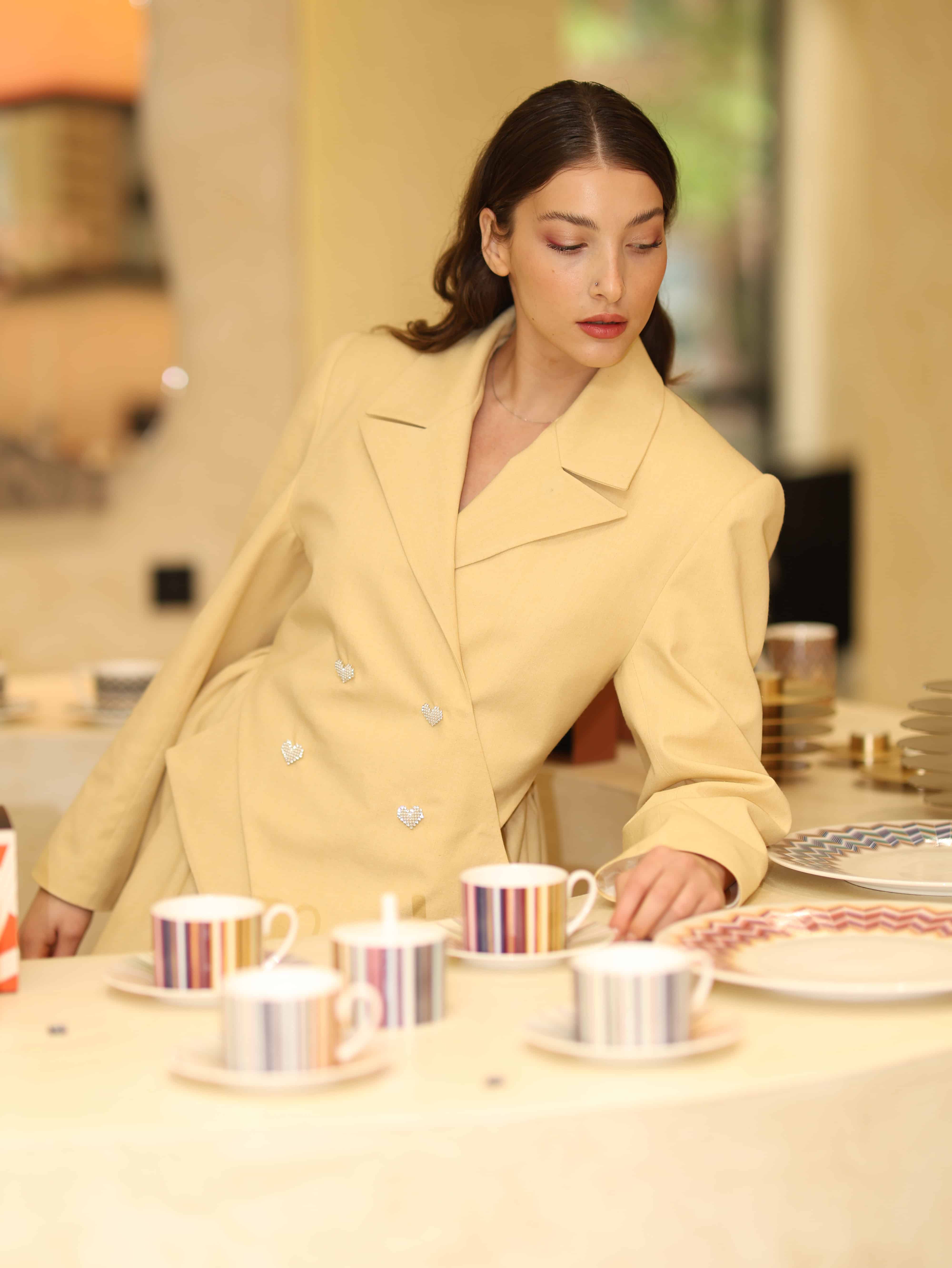 BUTTERCREAM YELLOW JACKET AND SKIRT SET
